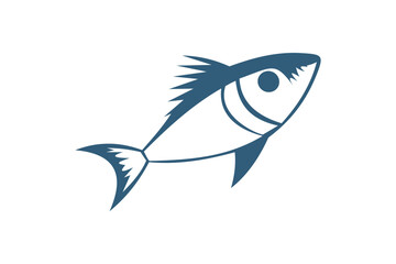 Simple vector fish illustration featuring clean blue lines and bold design, suitable for logos, symbols, or nautical themes. Ideal for projects related to marine life and aquatic identity