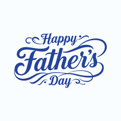 Elegant Lettering of Happy Father's Day in Royal Blue, a Festive and Heartfelt Design for Celebrating Dads, Perfect for Greeting Cards and Social Media Posts