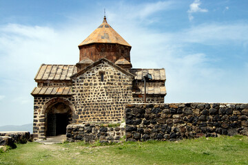 Ancient Sevanavank Monastery in Armenia on Lake Sevan Peninsula