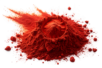 bright red hole paint color powder festival expos isolated on white background, png, ai generated.