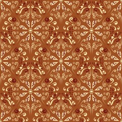 Traditional Brown Batik Seamless Pattern - Vintage Ethnic Motif