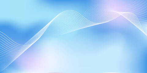 Abstract blue gradient background with shining lines waves. Minimalist background for banner, poster, cover, brochure, flyer, website