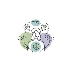 Obraz premium Simple Hand-Drawn Mental Health & Wellbeing Concept Illustration