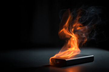 発火するモバイルバッテリー　画像生成AI