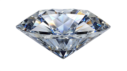shiny brilliant diamond placed isolated on white background, png, ai generated.