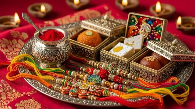 A festive assortment of Raksha Bandhan decorations.