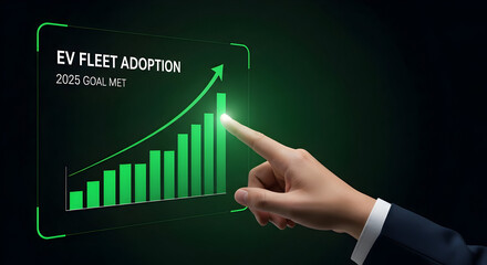 Dynamic digital graph illustrating significant progress and successful achievement of future business objectives