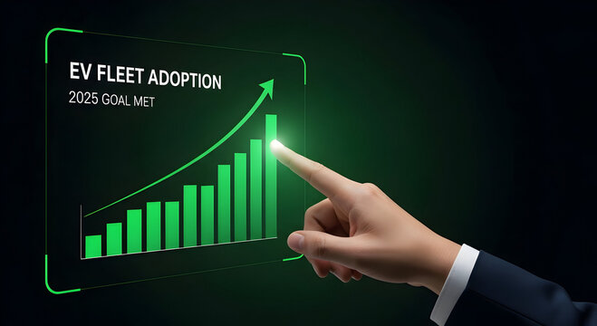 Dynamic digital graph illustrating significant progress and successful achievement of future business objectives