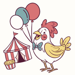 Loving expression on a Rooster in a Circus Carnival theme, with wearing a bowtie – Big Top Brights vector art