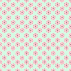 Cute Pink Daisy Flower Seamless Pattern in Flat Style