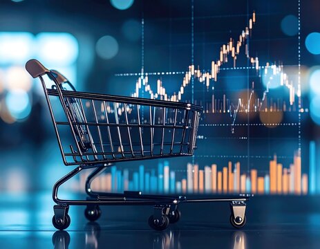 Shopping cart with financial chart