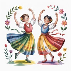 Joyful Dancers in Vibrant Dresses Celebrate Culture Through Expressive Movement