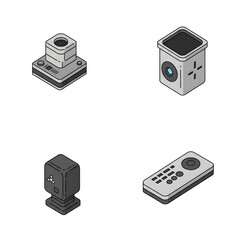 Explore modern technology gadgets and electronic devices in clean isometric style for your next project.