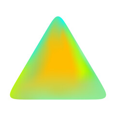 Colorful triangle featuring vibrant yellow, green, and blue gradient with a glossy 3D effect isolated on transparent white background. Vector art
