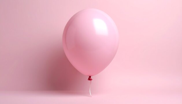 Single pink balloon against pink background