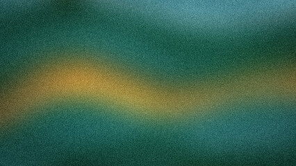 Serene 4K abstract grainy background with a warm golden glow on a tranquil teal and deep emerald green, perfect for calming designs