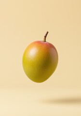 Floating Mango Against Pastel Yellow Background