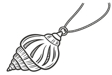 Shell pendant necklace hanging on string with detailed design