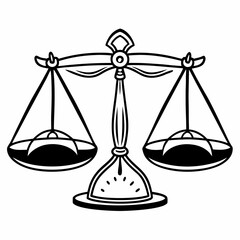 Scales of justice in black and white illustration symbolizing fairness