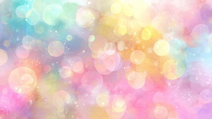 パステルカラーの水彩ボケとバブルの背景テクスチャ
