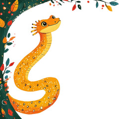 Fototapeta premium PNG Chinese new year frame illustration snake decorative.