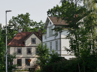 Old wooden buildings during summer