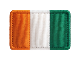 Embroidery patch featuring the flag of Ivory Coast with vibrant colors and detailed stitching