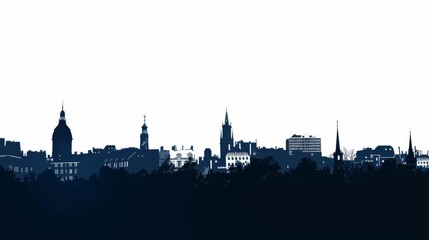 Obraz premium Navy blue silhouette of iconic Saint-Etienne skyline against white background for urban-themed designs