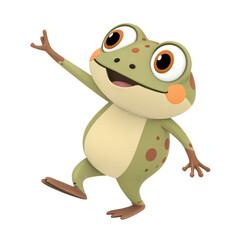 Obraz premium Cute cartoon frog waving hello isolated on transparent background isolated on white background