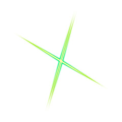 Glowing green cross light effect on transparent background
