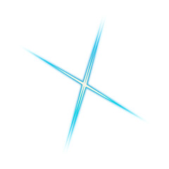 Glowing blue cross light effect on transparent background