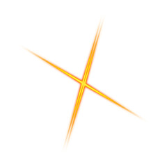 Glowing orange cross light effect on transparent background
