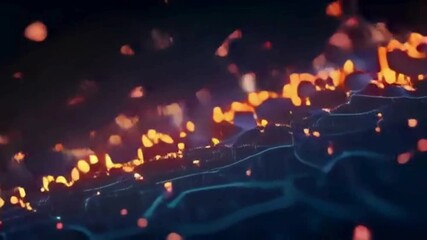 Dynamic digital data flow with glowing light particles and abstract network connections for modern technology concept animations and visualizations - Powered by Adobe