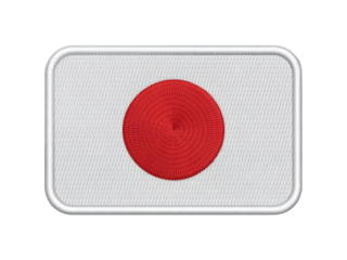 Embroidered patch displaying the national flag of Japan with a white border and rounded corners