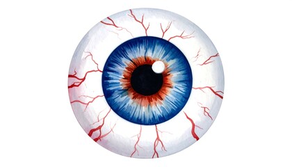 A detailed illustration of a human eye, stylized and somewhat eerie