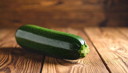 Fresh green zucchini on wooden table