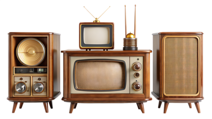 retro set isolated on white background, png, ai generated