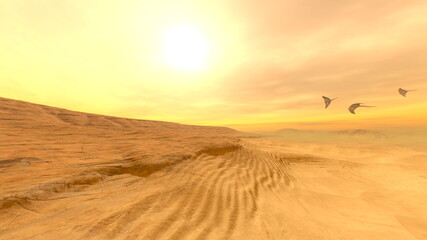 砂漠　3DCGレンダリング