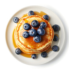 Stack of Pancakes Topped with Blueberries and Syrup