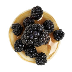 Blackberries Topped on Pancake with Syrup