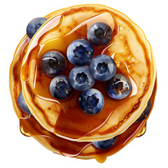 Stack of Pancakes Topped with Blueberries and Syrup