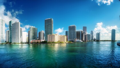 Fototapeta premium modern buildings of miami seen from brickell key