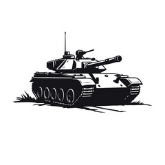 Black and White Military Tank Vector