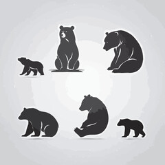 set of bear silhouettes