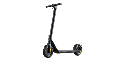 Sleek black electric scooter isolated on dark background Modern urban transportation vehicle for ecofriendly commuting and sustainable lifestyle