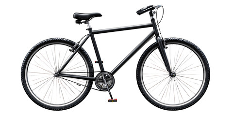 Sleek black bicycle with knobby tires isolated on black background Concept of urban commuting, fitness, and outdoor recreation