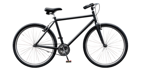 Sleek black bicycle with knobby tires isolated on black background Concept of urban commuting, fitness, and outdoor recreation