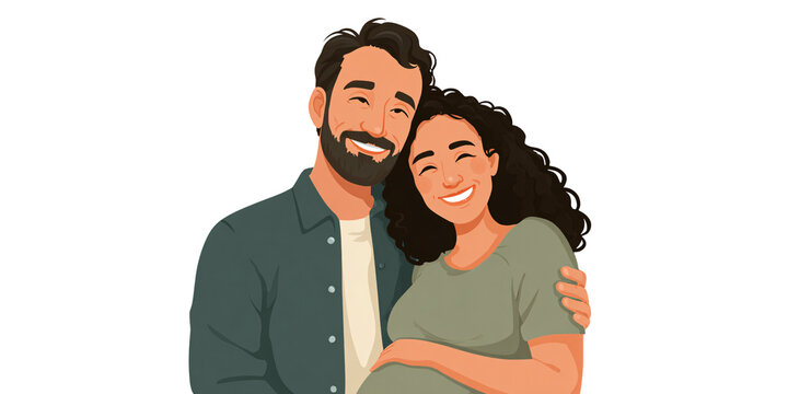 Happy Hispanic couple expecting baby, embracing with love and smiling indoors Concept of pregnancy, parenthood, family, and joyful anticipation of new life - Powered by Adobe