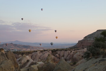 Balloons sky landscape. Hot air balloons. High quality 4k footage