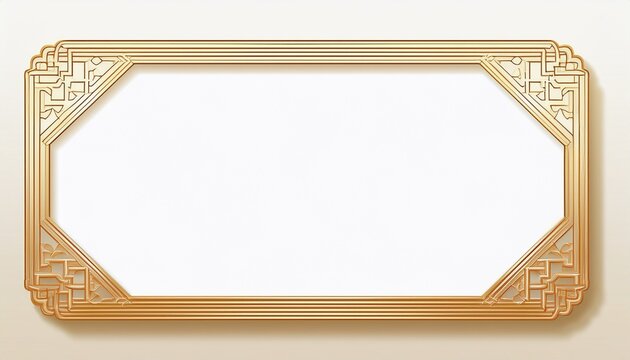 rectangle subtle gold frame for web presentation horizontal border in oriental style with white background
